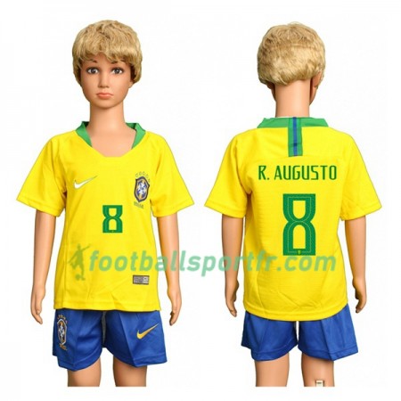 Tenue Brésil R.Augusto 8 Enfant Domicile Coupe du monde 2018 Maillot de Foot